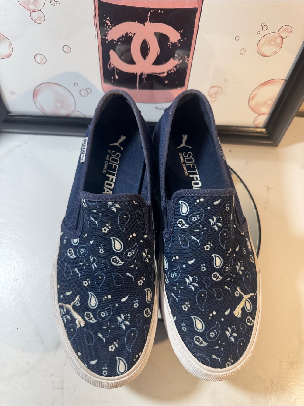 Puma Bari Navy Slip-On Bandana Sneakers - Women’s Size 8